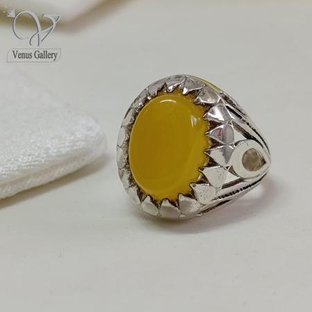 1018.jpg انگشتر نقره مردانه سنگ عقیق زرد با امکان حکاکی تخصصی شرف الشمس کد 6089 - Image 1