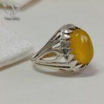 انگشتر نقره مردانه سنگ عقیق زرد با امکان حکاکی تخصصی شرف الشمس کد 6089 - Image 2