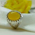 انگشتر نقره مردانه سنگ عقیق زرد با امکان حکاکی تخصصی شرف الشمس کد 6089 - Image 4