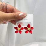 گوشواره دخترانه مدل گل رنگی کد 10359