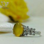 انگشتر نقره جواهری سنگ عقیق زرد با حکاکی شرف الشمس کد 5965 - Image 4