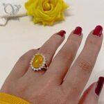 انگشتر نقره زنانه جواهری با سنگ عقیق زرد کد 5970 - Image 3