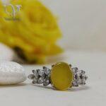 انگشتر نقره جواهری سنگ عقیق زرد با حکاکی شرف الشمس کد 5965 - Image 2