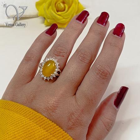 1027.jpg انگشتر نقره زنانه جواهری با سنگ عقیق زرد کد 5970 - Image 1