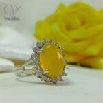 انگشتر نقره زنانه جواهری با سنگ عقیق زرد کد 5970 - Image 2