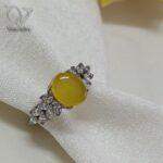 انگشتر نقره جواهری سنگ عقیق زرد با حکاکی شرف الشمس کد 5965