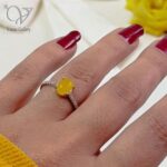 انگشتر نقره زنانه با سنگ عقیق زرد کد 9373 - Image 2