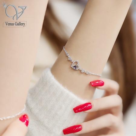 103-2.jpg دستبند نقره جواهری دخترانه و ظریف قلب آبی کد 4763 - Image 1