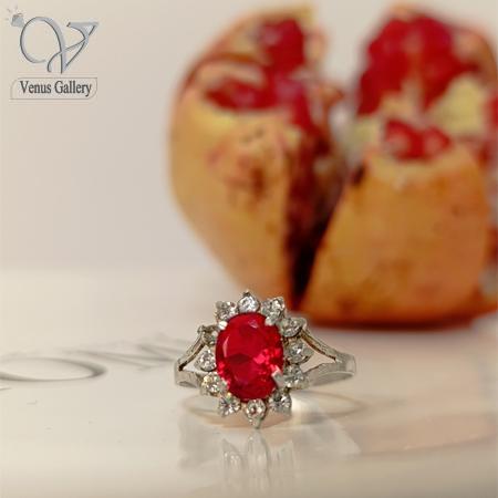 103-5.jpg انگشتر نقره زنانه نگین قرمز طرح گل جواهری کد 4813 - Image 1
