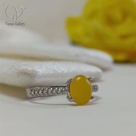1030.jpg انگشتر نقره زنانه با سنگ عقیق زرد کد 9373 - Image 1