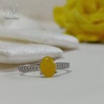انگشتر نقره زنانه با سنگ عقیق زرد کد 9373 - Image 3