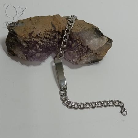 1032-1.jpg دستبند مردانه طرح کارتیر با پلاک ساده آینه ای با قابلیت حکاکی کد 9792 - Image 1