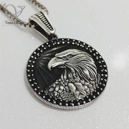 1032.jpg گردنبند نقره مردانه طرح عقاب نماد قدرت و افتخار کد 6048 - Image 1