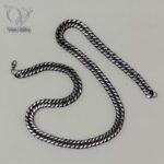 زنجیر /گردنبند مردانه کارتیر دوبل سیاه قلم مات استیل رنگ نقره ای کد 6033
