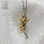 گردنبند آغوش ( بغل ) استیل دو رنگ طلایی نقره ای کد 7115 - Image 4