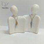 گردنبند آغوش ( بغل ) استیل دو رنگ طلایی نقره ای کد 7115 - Image 5