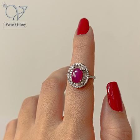 105-2.jpg انگشتر نقره زنانه جواهری سنگ یاقوت سرخ صنعتی کد 4977 - Image 1