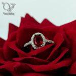 انگشتر نقره جواهری نگین سنتتیک قرمز کد 4974