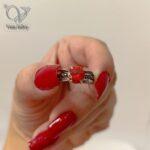 انگشتر نقره زنانه نگین قرمز هانگ (سیاه قلم) کد 4815 - Image 4