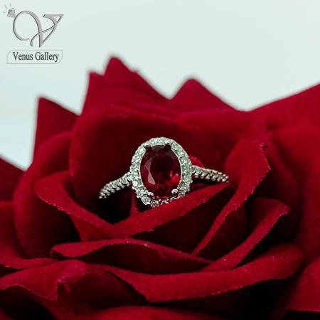 106.jpg انگشتر نقره جواهری نگین سنتتیک قرمز کد 4974 - Image 1