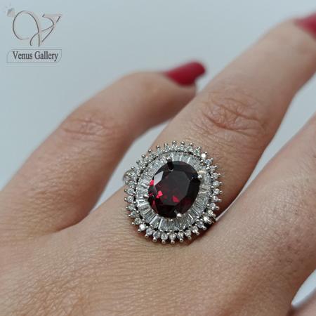 108-1.jpg انگشتر نقره زنانه نگین قرمز کریستالی جواهری کد 4817 - Image 1