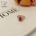 انگشتر نقره نگین قرمز دونه اناری زنانه کد 4824