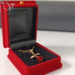 گردنبند غنچه گل رز قرمز نقره و دخترانه کد 9041 - Image 3