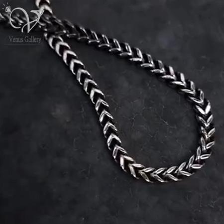 11-7.jpg زنجیر استیل مردانه مدل فلشی سیاه قلم اکسید کد 9960 - Image 1