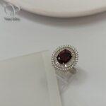 انگشتر نقره زنانه نگین قرمز کریستالی جواهری کد 4817 - Image 3
