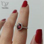 انگشتر نقره جواهری نگین سنتتیک قرمز کد 4974 - Image 4
