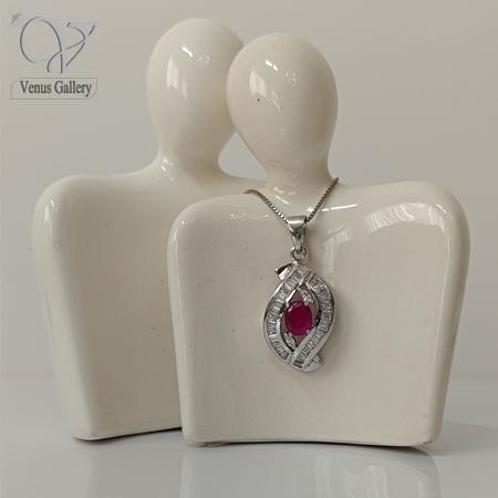 119-3.jpg گردنبند نقره زنانه سنگ یاقوت سرخ اصل کد 8207 - Image 1