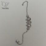 دستبند نقره زنانه مدل تراش اشکی طرح طلاسفید کد 5841 - Image 3