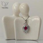 گردنبند نقره زنانه سنگ یاقوت سرخ اصل کد 8207 - Image 2