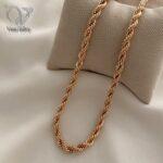 گردنبند طنابی زنانه استیل رنگ طلایی ضخیم کد 4442 - Image 4