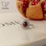 انگشتر نقره زنانه نگین اشکی جواهری رنگ قرمز کد 7800 - Image 4