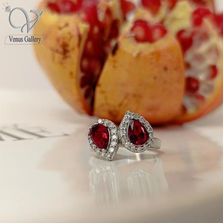 122-1.jpg انگشتر نقره زنانه نگین قرمز اشکی طرح جواهر کد 4819 - Image 1