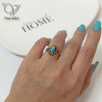 انگشتر نقره زنانه نگین مارکازیت و سنگ فیروزه نیشابور اصل کد 4908 - Image 3