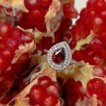 انگشتر نقره زنانه نگین اشکی جواهری رنگ قرمز کد 7800 - Image 3