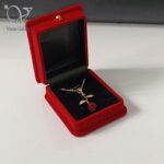 گردنبند غنچه گل رز قرمز نقره و دخترانه کد 9041 - Image 5