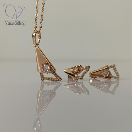 130.jpg نیم ست ظریف و دخترانه تک نگین ژوپینگ ضد حساسیت - Image 1