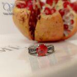 انگشتر نقره زنانه نگین قرمز هانگ (سیاه قلم) کد 4815 - Image 6