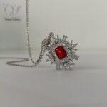 ست گردنبندو انگشتر نقره نگین قرمز جواهری کد 4506 - Image 2