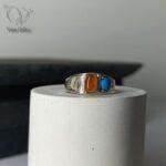 ست انگشتر نقره سه نگین اصل معدنی مردانه و زنانه کد 4515 - Image 3