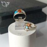 ست انگشتر نقره سه نگین اصل معدنی مردانه و زنانه کد 4515