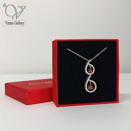 14-1-1.jpg گردنبند نقره زنانه نگین سنتتیک قرمز طرح اشک کد 9002 - Image 1