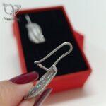 گوشواره نقره دخترانه تمام تراش قفل عصایی طرح طلا کد 9090 - Image 3