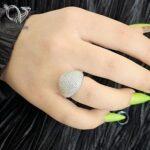 انگشتر نقره زنانه طرح جواهر پرنگین گرد کد 4559