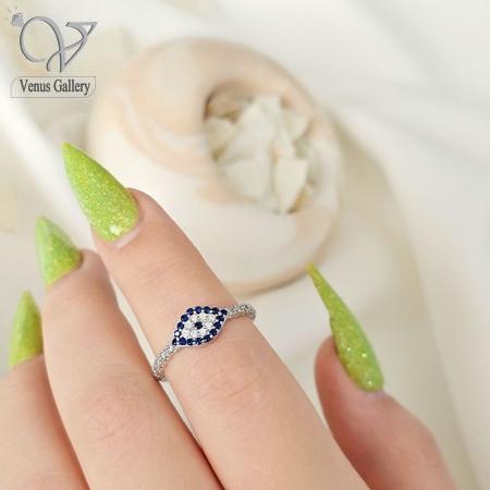 152-4.jpg انگشتر نقره دخترانه مدل چشم ونظر طرح چشم کد 5974 - Image 1