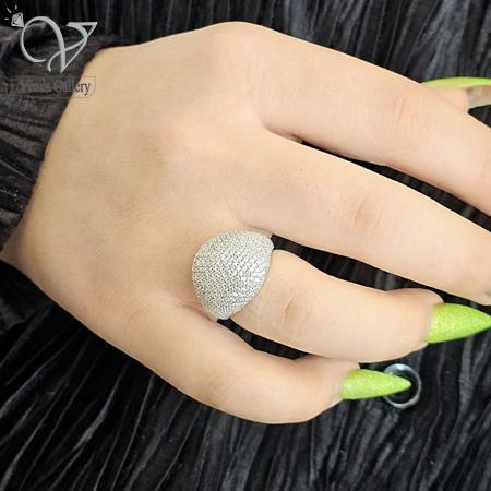 152.jpg انگشتر نقره زنانه طرح جواهر پرنگین گرد کد 4559 - Image 1