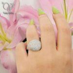 انگشتر نقره زنانه طرح جواهر پرنگین گرد کد 4559 - Image 2